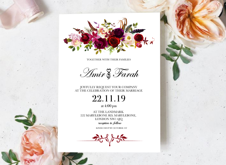 Rose wedding invitation