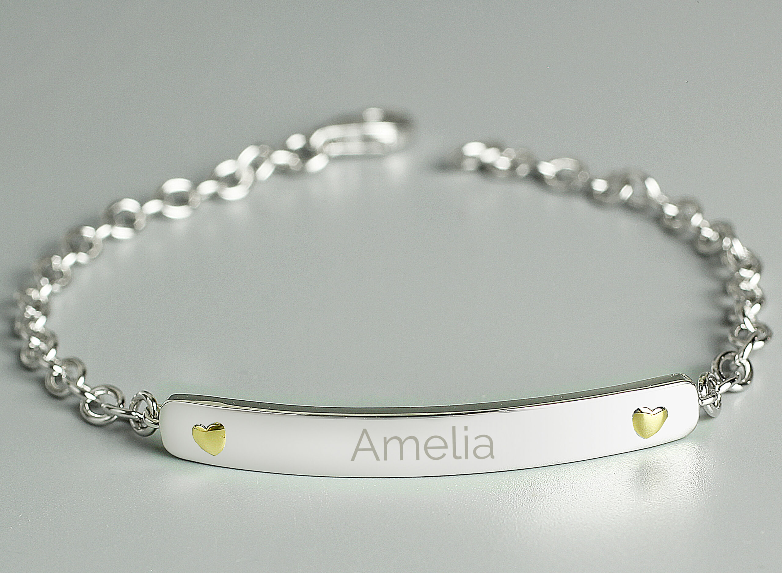 Personalised Sterling Silver and 9ct Gold Bar Bracelet