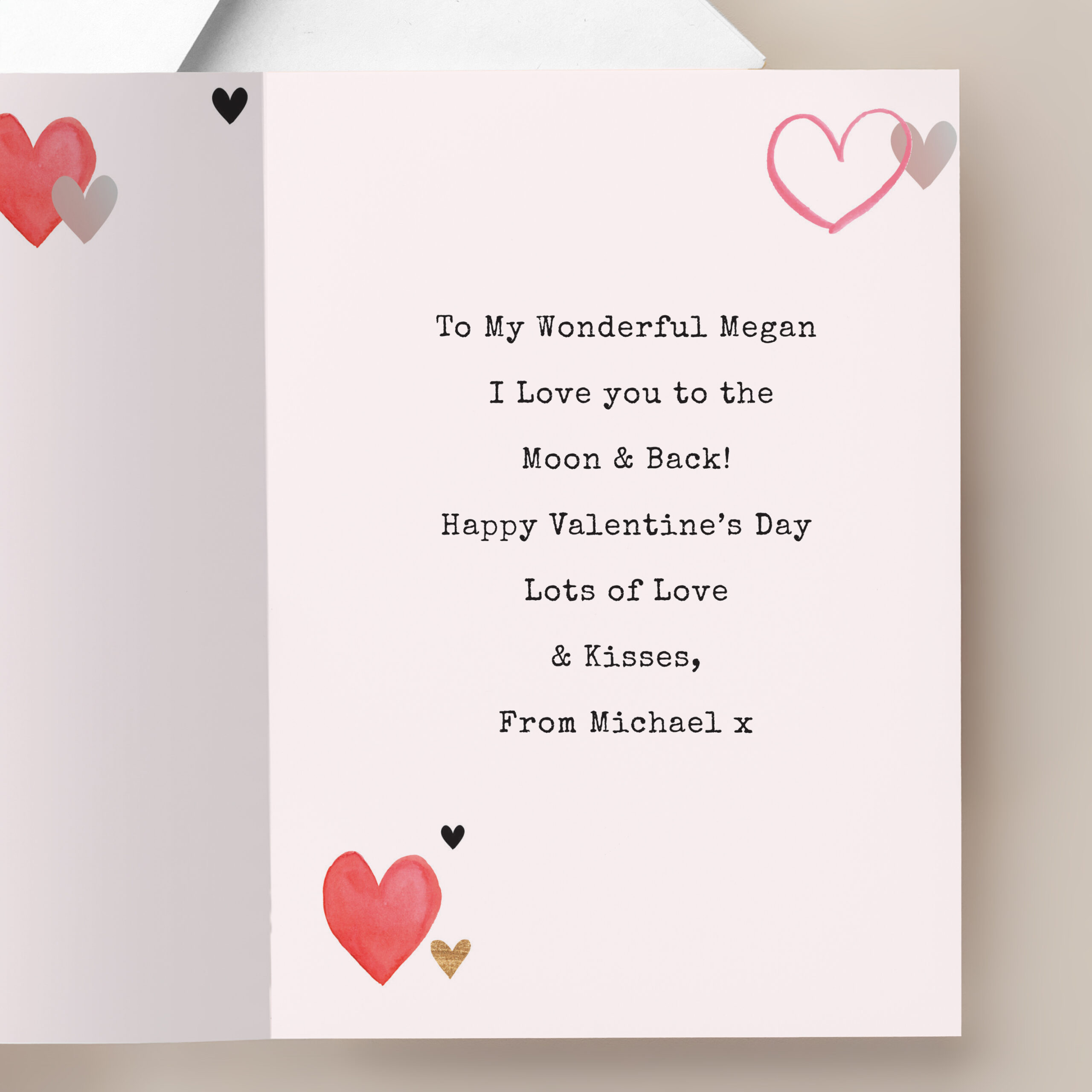 Personalised Photo Upload Red Hearts Card - Image 4