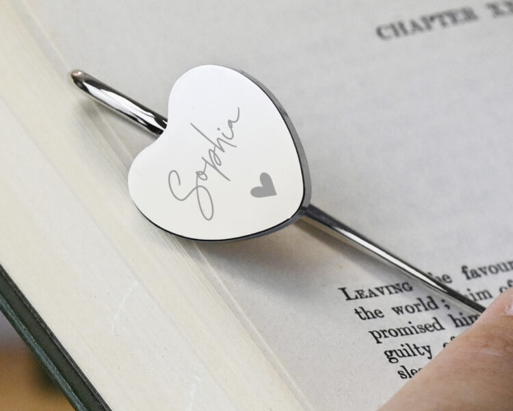 Personalised Engraved Heart Bookmark